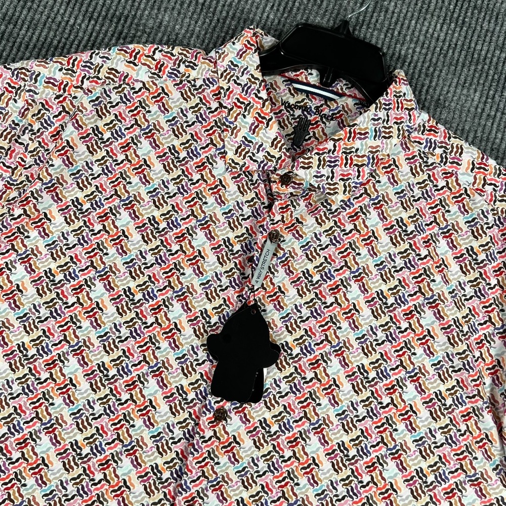 Visconti Black Shirt Mens 2XLT XXL Tall‎ Geometric Short Sleeve Performance New